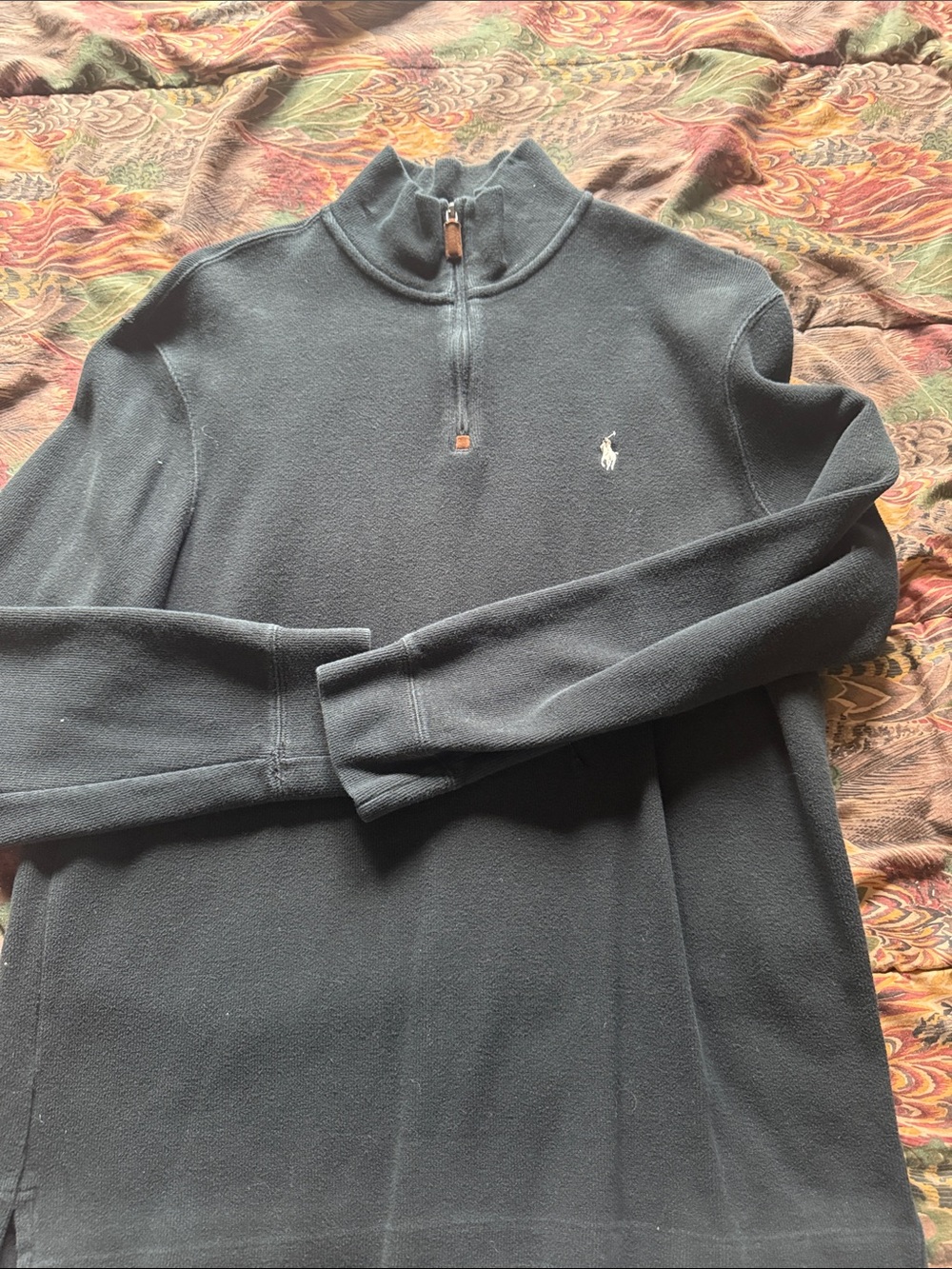Ralph Lauren Men's Black Half-Zip Sweater with Pony Logo
